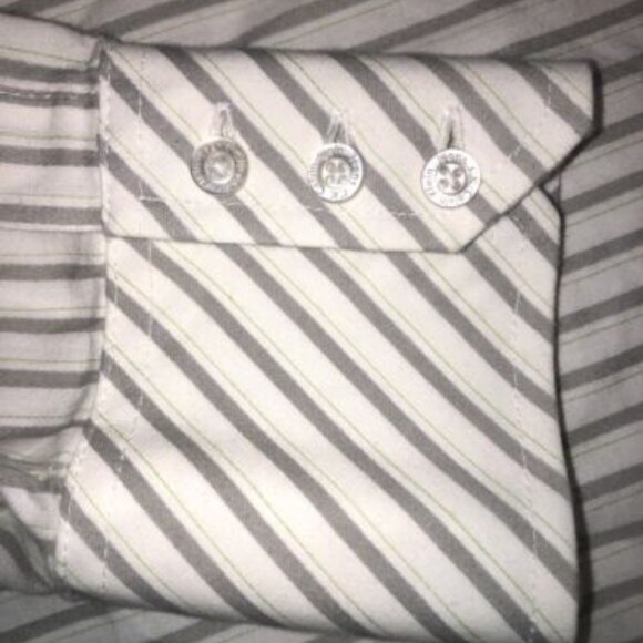 Calvin Klein Jeans Shirt Size Medium White Striped Gray Button Up Casual - Picture 10 of 10